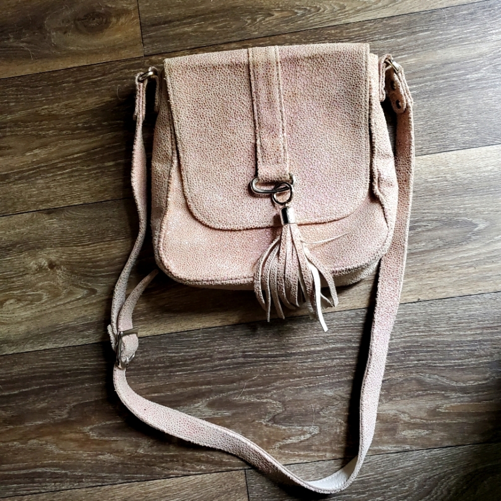 Coastal Road American Made Luxury Leather Stone Stingray Crossbody Messenger Bag